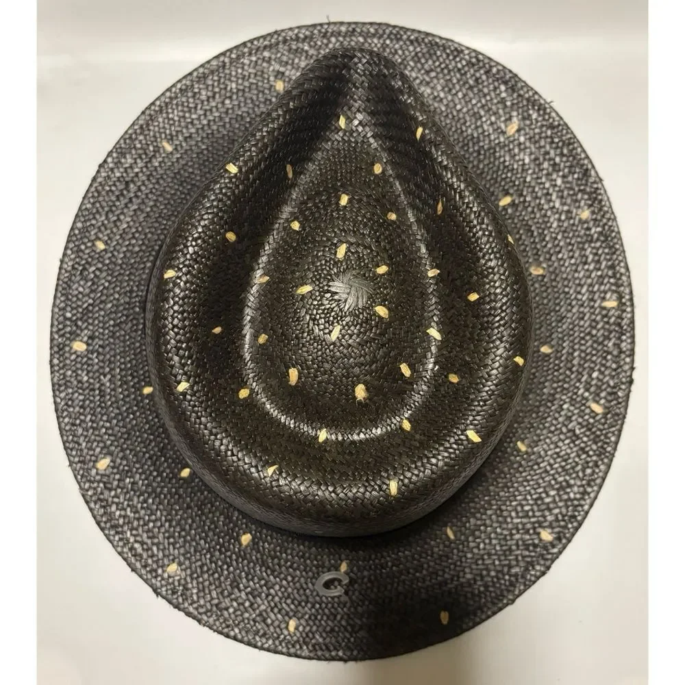 Rare Bailey Tor Straw Hat  in Black / Natural Dots Size L / New No Tags